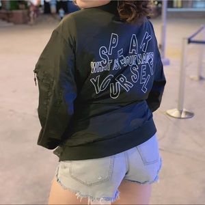 BTS Speak Yourself Bomber Jacket Camo Green Size XL